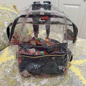 Fun Clear Backpack with Glitter Accents great for daily use or fun diaper bag!